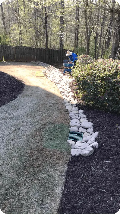 Stone River Drainage Installation by Moreno Landscaping