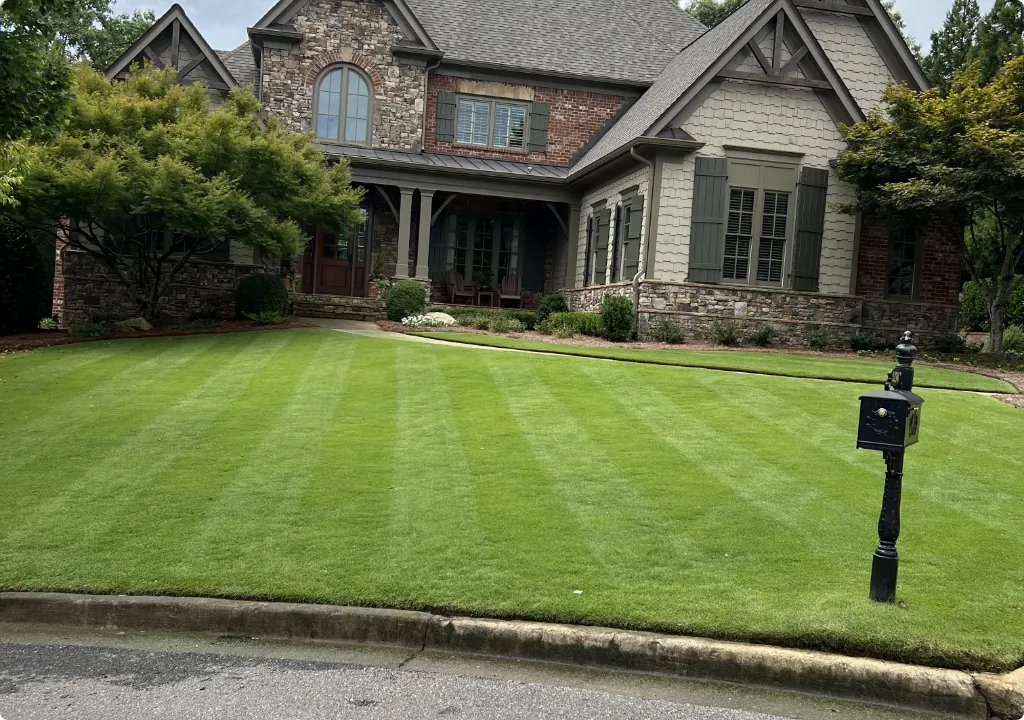 Striped lawn maintained weekly